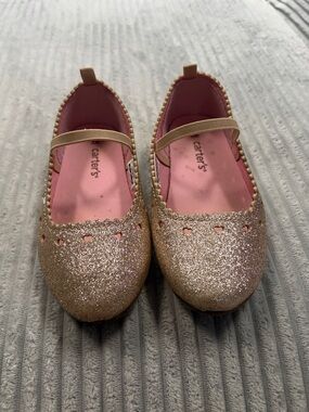Carter's Gold Glitter Mary Jane Shoes with Pink Insole